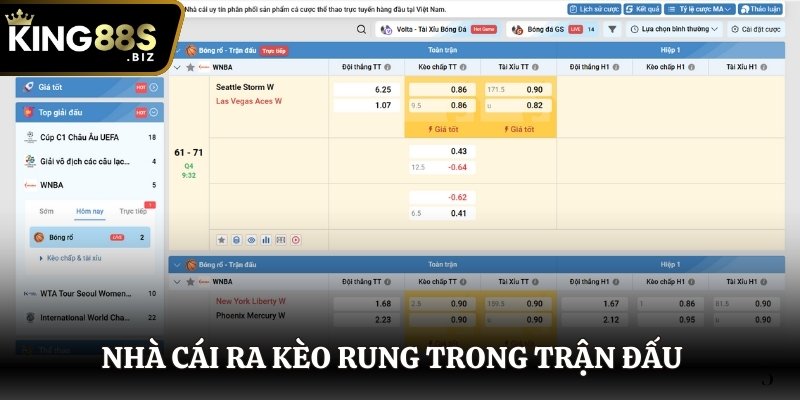 Nhà cái ra kèo rung ngay trong trận đấu